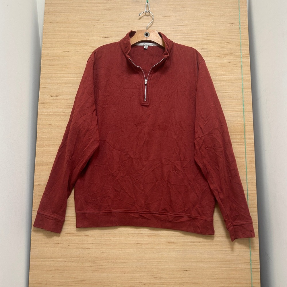 Peter Millar Mens Quarter Zip Pullover Sweater Rust Red Heathered Size M 5512